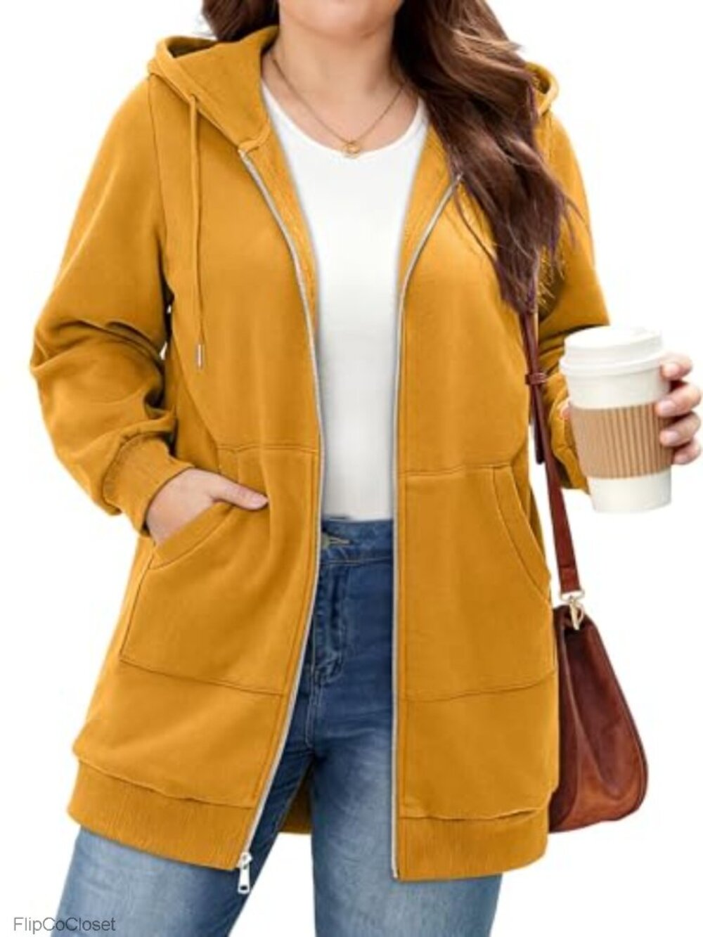 Women's Oversized Zip Up Fleece Hoodie with Pockets